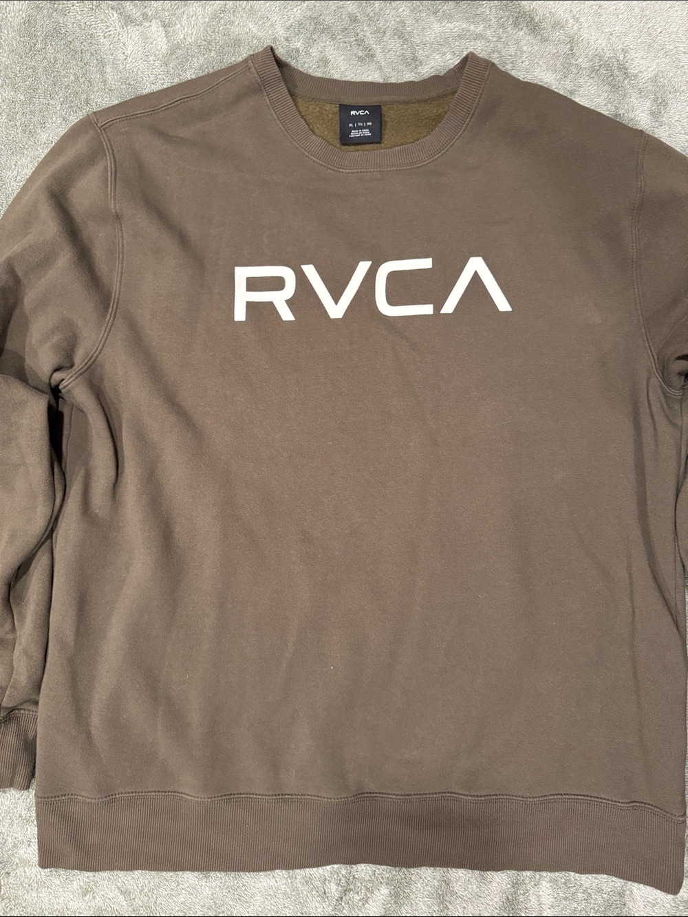 RVCA Olive Crewneck with White RVCA Logo